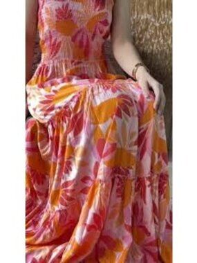 Anthropologie Abel the Label Strapless Smocked Bodice Floral Maxi Dress
